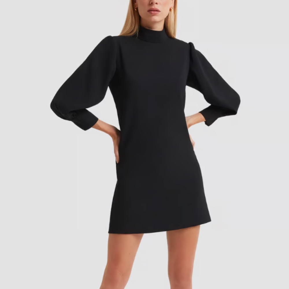 G. Label by Goop Garcia Puff Sleeve Mini Dress in Black Size 0